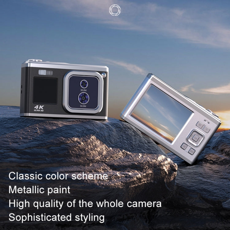 4K HD Optical Dual Lens Digital Camera 50MP Dual Screen Selfie Camera, No Memory, Black, White, Silver 4K HD Optical Dual Lens Digital Camera 50MP Dual Screen Selfie Camera, No Memory, Black, White, Silver
